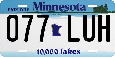 MN license plate 077LUH