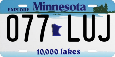 MN license plate 077LUJ