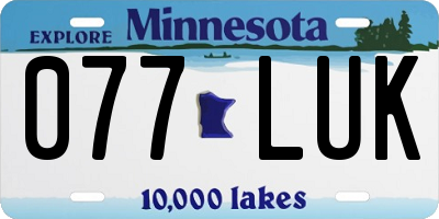 MN license plate 077LUK