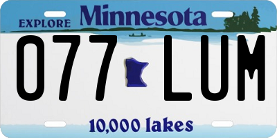 MN license plate 077LUM