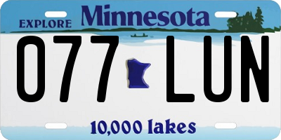 MN license plate 077LUN