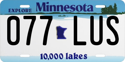 MN license plate 077LUS