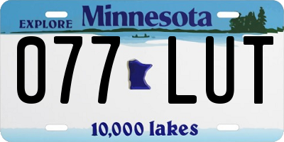 MN license plate 077LUT