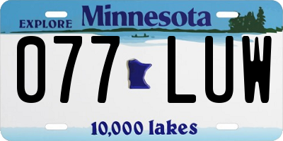MN license plate 077LUW