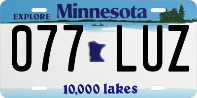 MN license plate 077LUZ