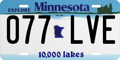 MN license plate 077LVE