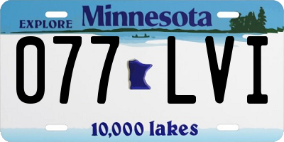 MN license plate 077LVI