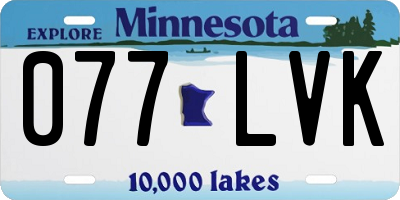 MN license plate 077LVK