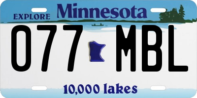 MN license plate 077MBL