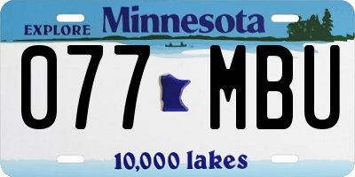 MN license plate 077MBU
