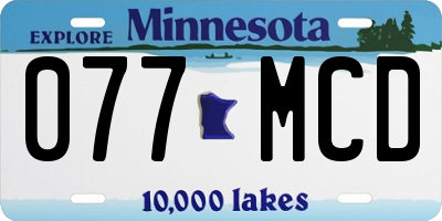 MN license plate 077MCD