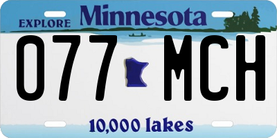 MN license plate 077MCH