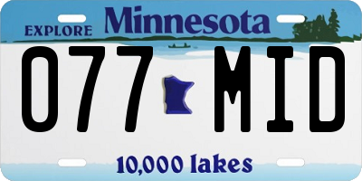 MN license plate 077MID