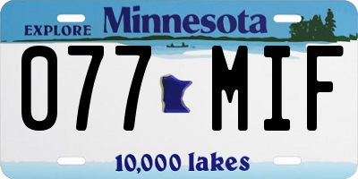 MN license plate 077MIF