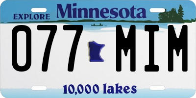 MN license plate 077MIM