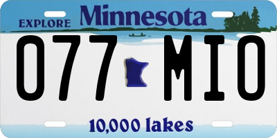 MN license plate 077MIO