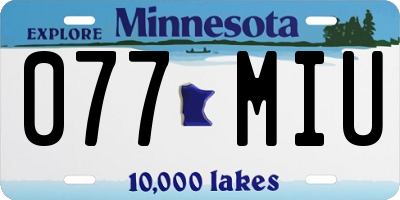 MN license plate 077MIU