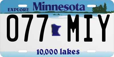 MN license plate 077MIY