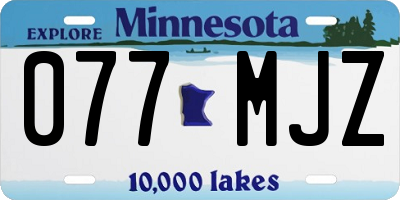 MN license plate 077MJZ