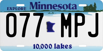 MN license plate 077MPJ