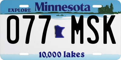 MN license plate 077MSK