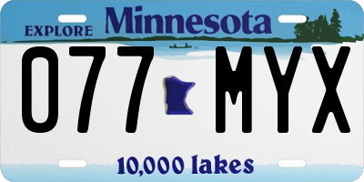 MN license plate 077MYX