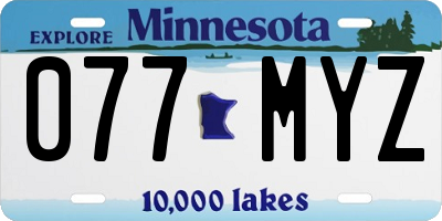 MN license plate 077MYZ