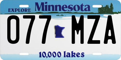 MN license plate 077MZA
