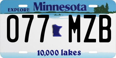 MN license plate 077MZB