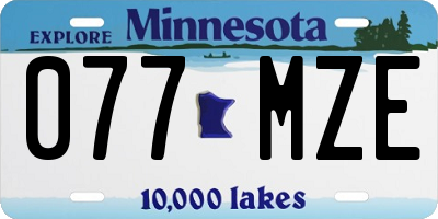 MN license plate 077MZE