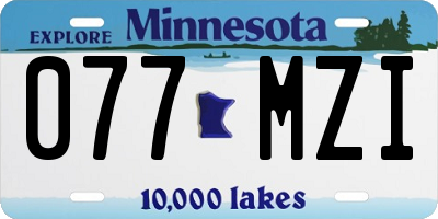 MN license plate 077MZI