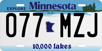 MN license plate 077MZJ