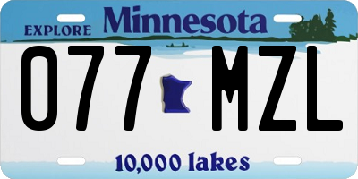 MN license plate 077MZL