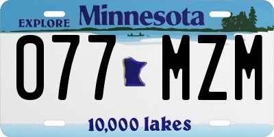 MN license plate 077MZM