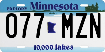 MN license plate 077MZN