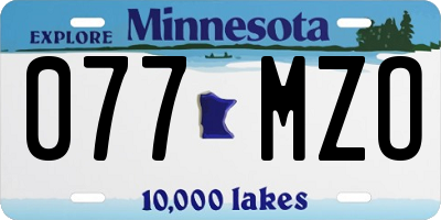 MN license plate 077MZO