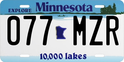 MN license plate 077MZR