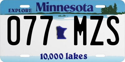 MN license plate 077MZS