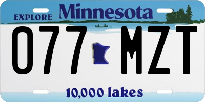 MN license plate 077MZT