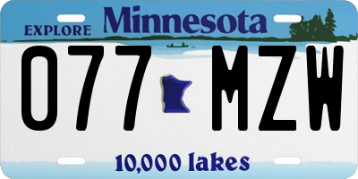 MN license plate 077MZW