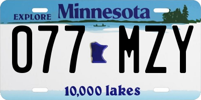 MN license plate 077MZY