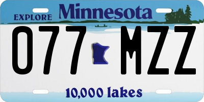 MN license plate 077MZZ