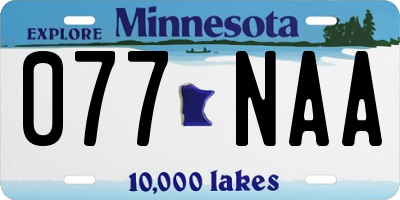 MN license plate 077NAA