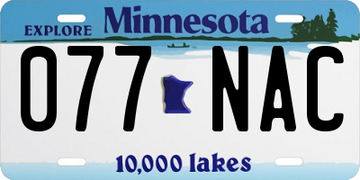 MN license plate 077NAC