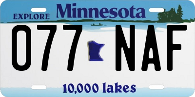 MN license plate 077NAF