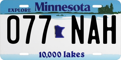 MN license plate 077NAH