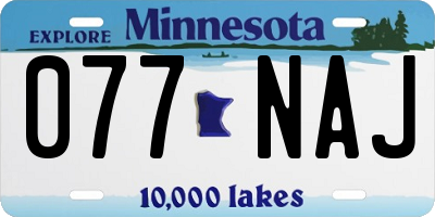MN license plate 077NAJ