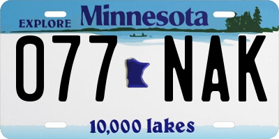 MN license plate 077NAK