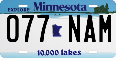 MN license plate 077NAM