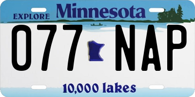 MN license plate 077NAP